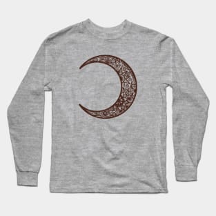 Brown Henna Crescent Moon Long Sleeve T-Shirt